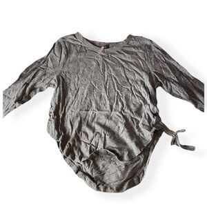 3/$20 POOF Girls Gray Distressed Trendy Long Sleeve Tee